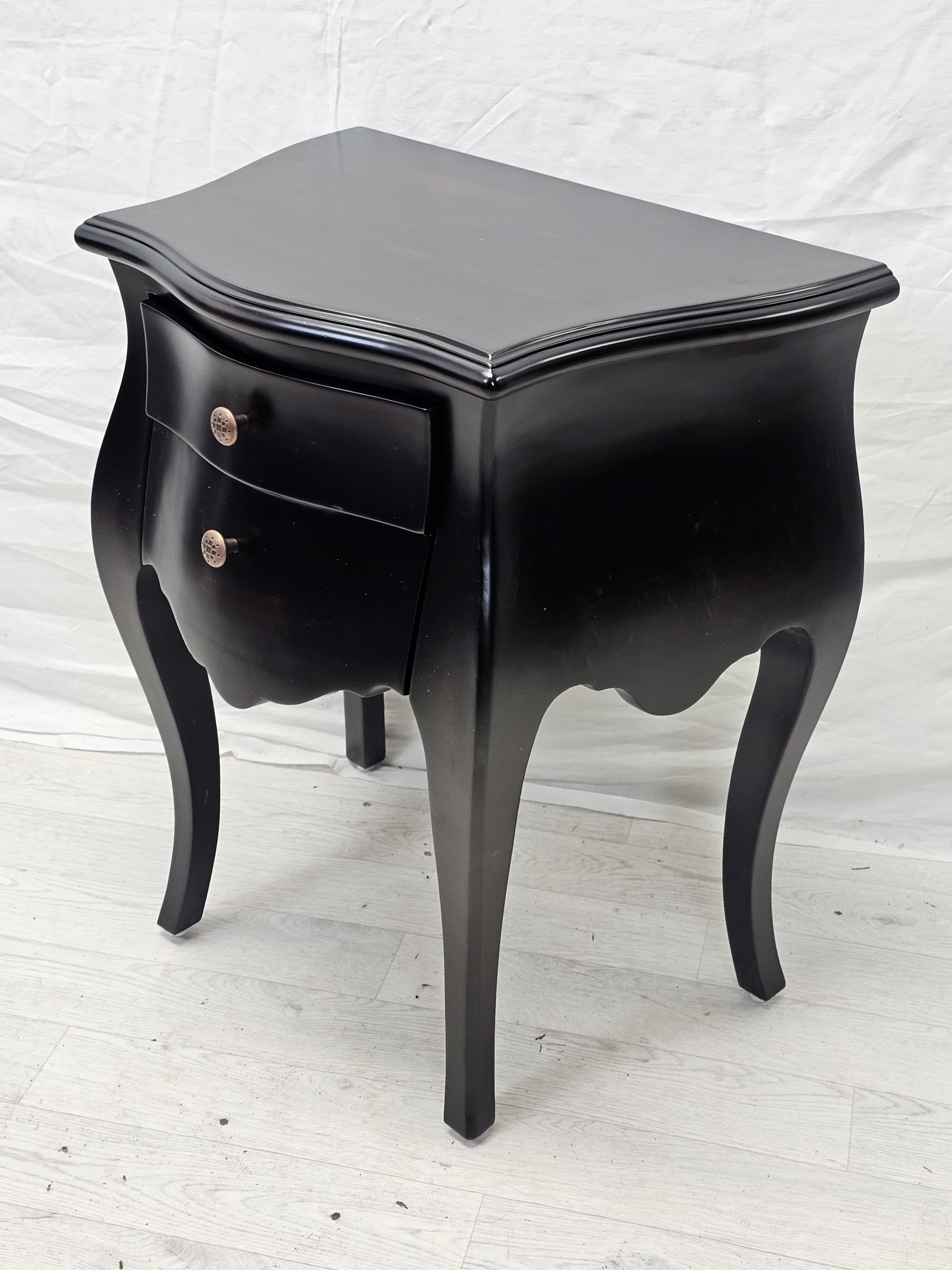 A pair of contemporary ebonised Continental style bedside chests. H.71 W.57 D.49cm. - Image 2 of 10