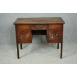 Kneehole desk, 19th century mahogany. H.68 W.86 D.48cm.