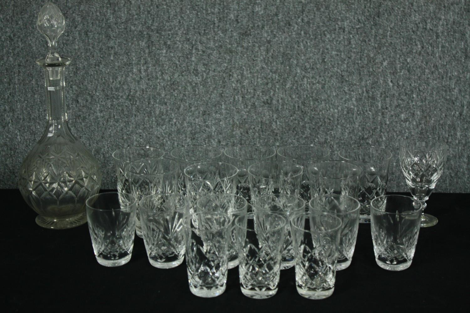 A collection of cut crystal and other glass along with a decanter and stopper. H.33cm. (Largest) - Image 2 of 8