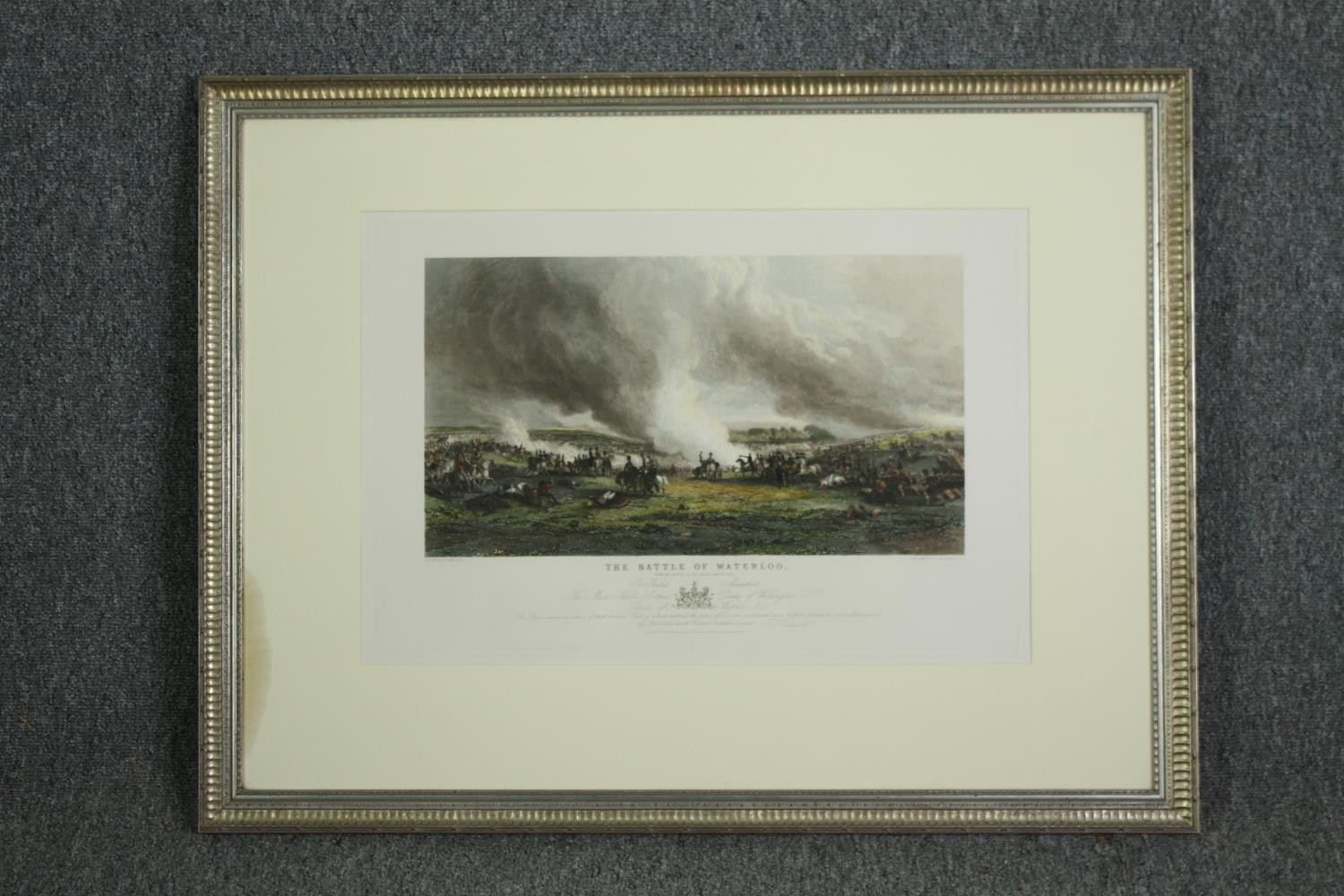 A framed and glazed print of the Battle of Waterloo. H.67 W.82cm. - Image 2 of 4