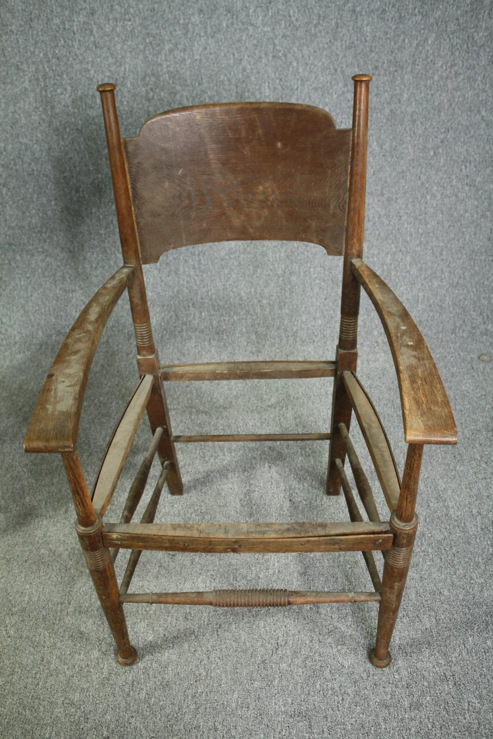 William Birch for Liberty, an Arts and Crafts oak armchair along with two side chairs. - Image 2 of 11