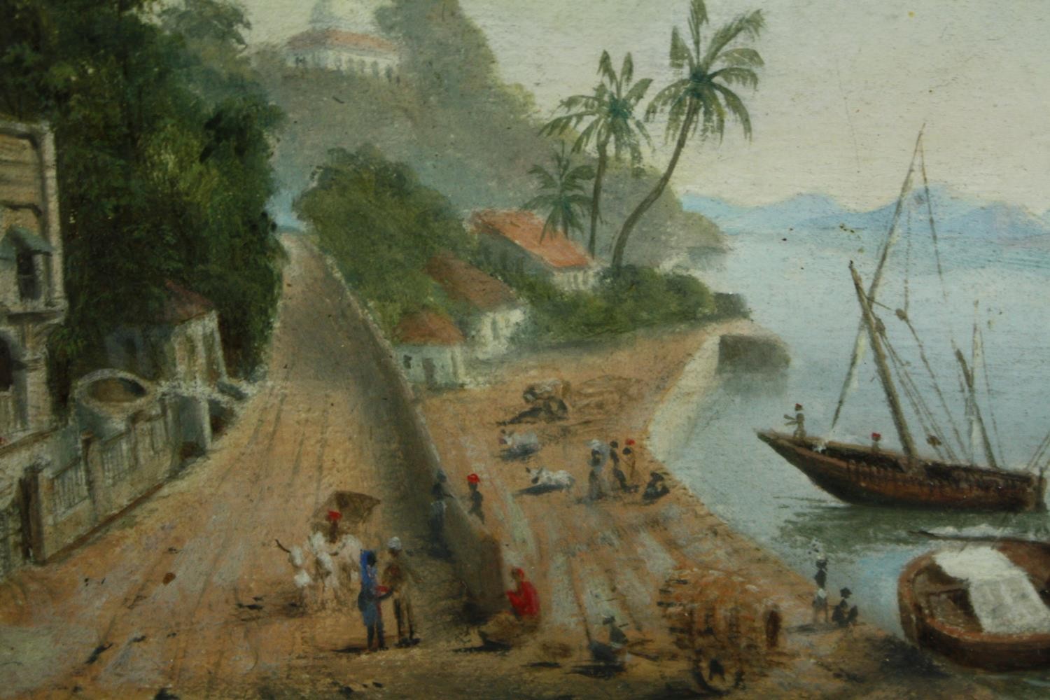 Watercolours, a pair late 19th century, Tropical coastal scenes in gilt frames. H.22 W.27cm. (each) - Bild 3 aus 4