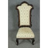 Prie Dieu side chair, Victorian carved rosewood. H.101cm.