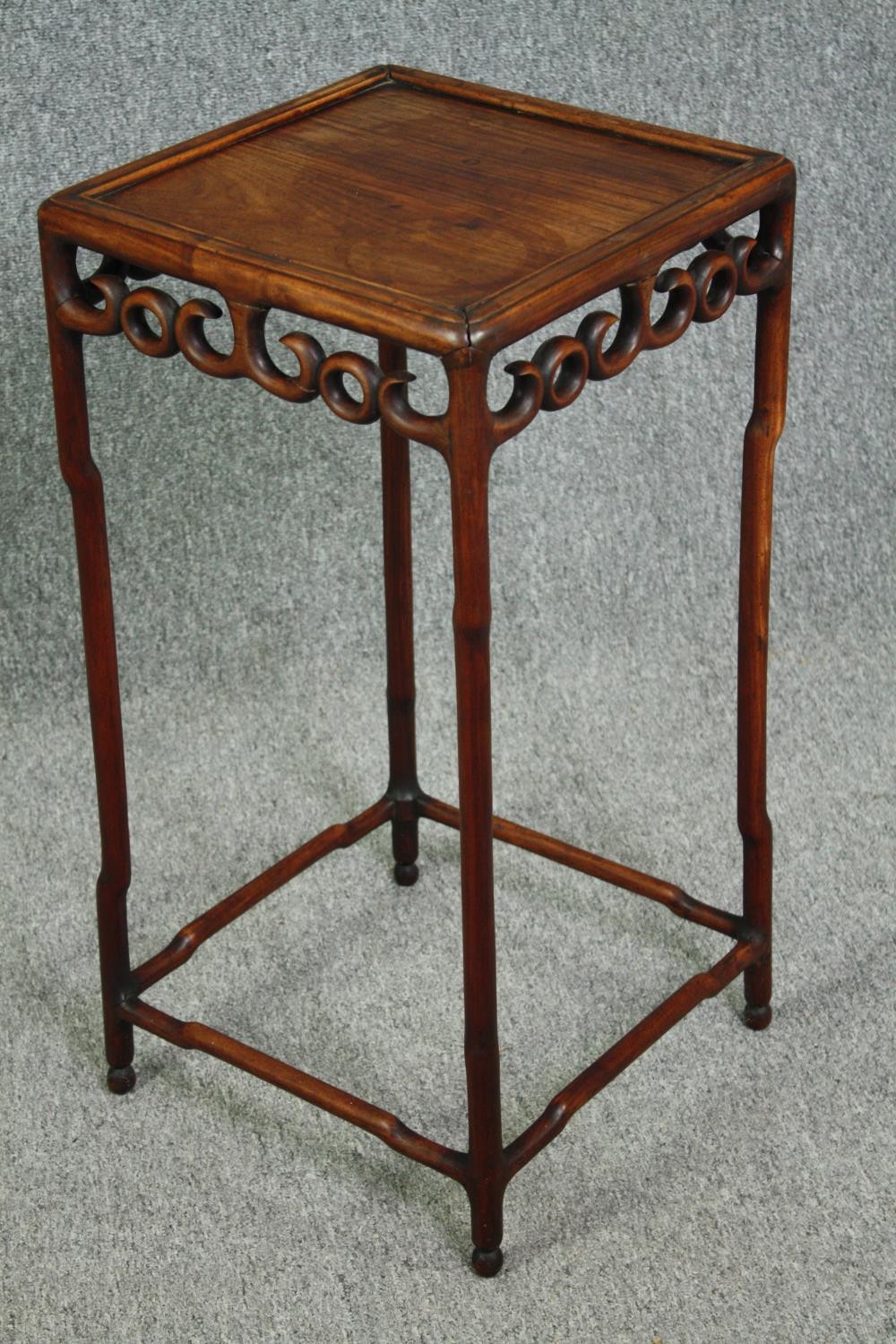 Urn or plant stand, Chinese hardwood. H.73 W.36 D.36cm. - Image 2 of 4
