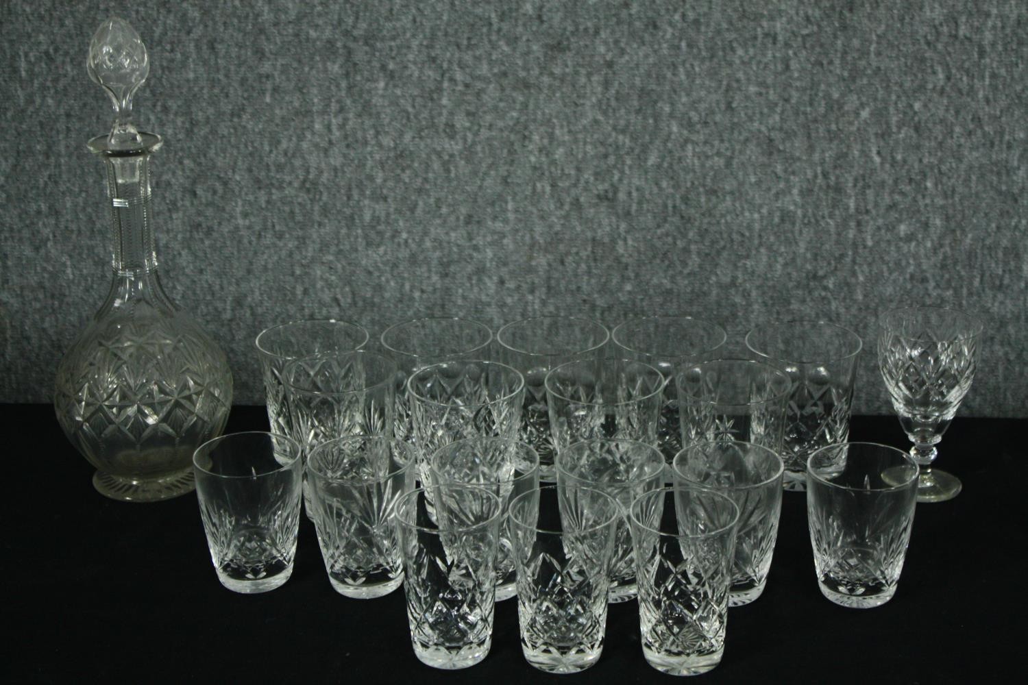 A collection of cut crystal and other glass along with a decanter and stopper. H.33cm. (Largest) - Image 3 of 8