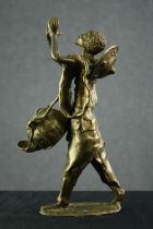 A brass figure, African tribesman. H.31cm.