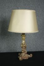 A vintage ceramic table lamp with Rococo design. H.66cm.