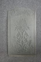 A pane of vintage etched glass. H.101 W.58cm.