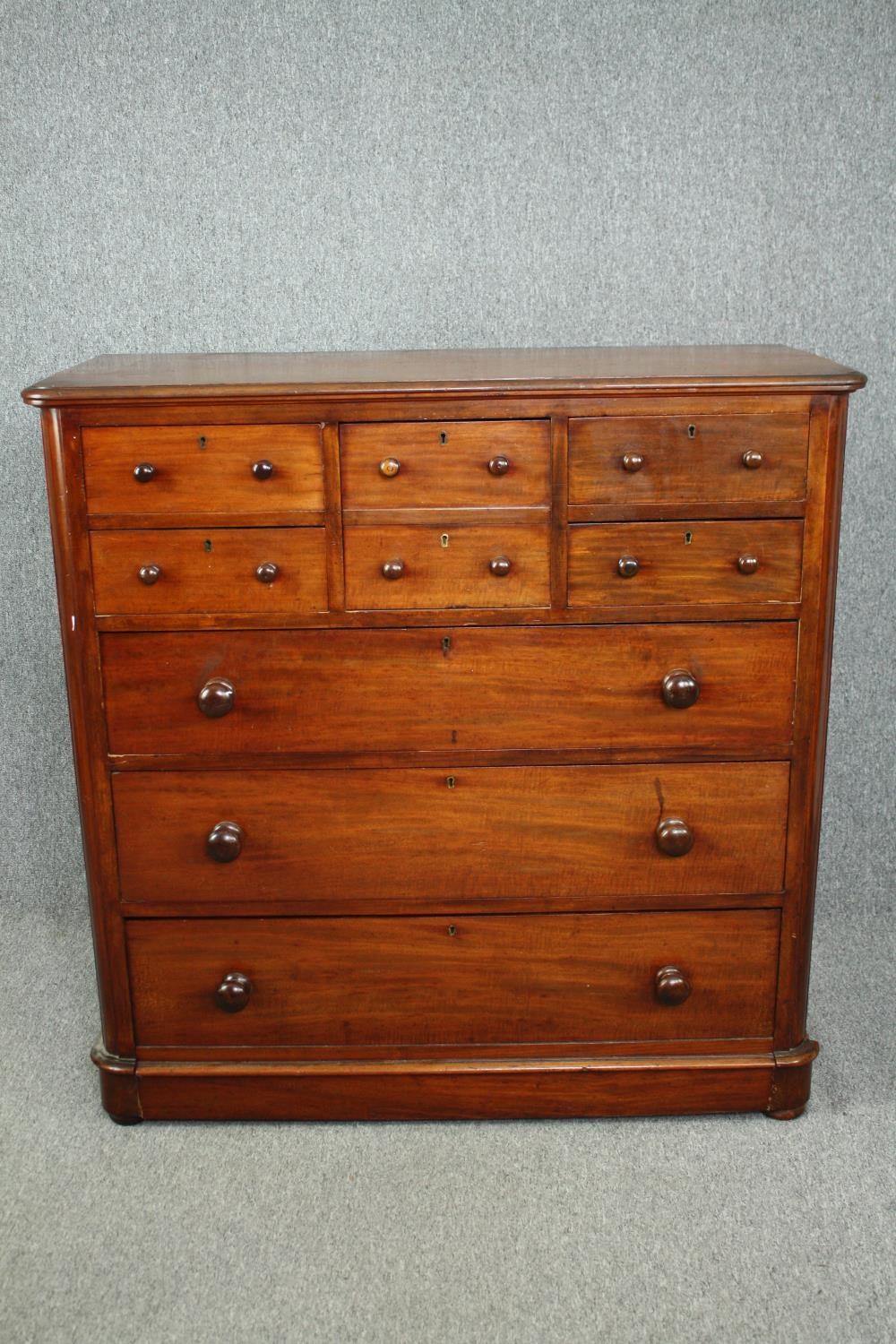 Chest of drawers, mid 19th century mahogany. H.118 W.116 D.51cm.