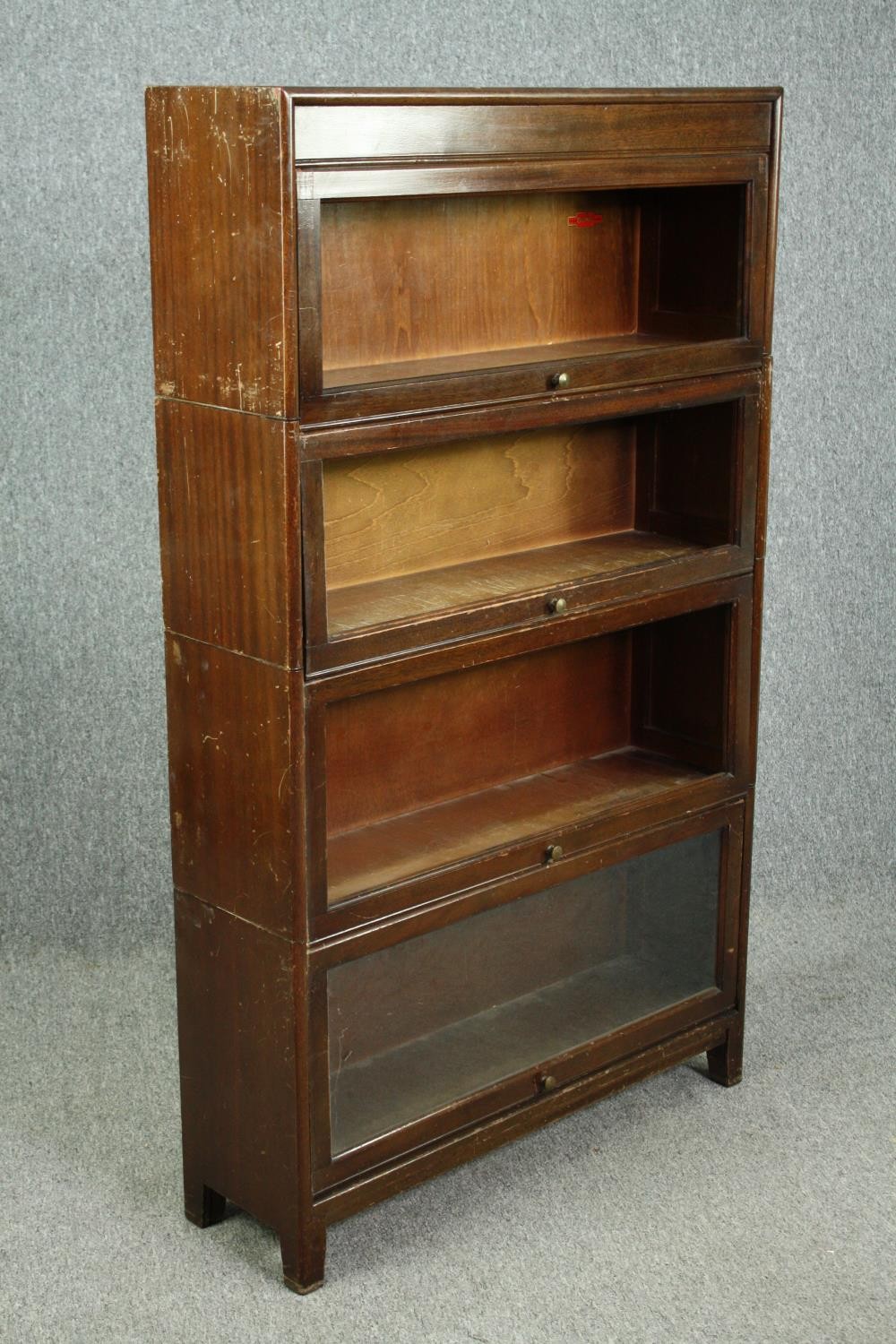 Bookcase, mid century Globe Wernicke style mahogany in four sections with maker's mark to the - Image 2 of 8