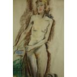 A pastel nude study, framed and glazed, unsigned. H.84 W.47cm.