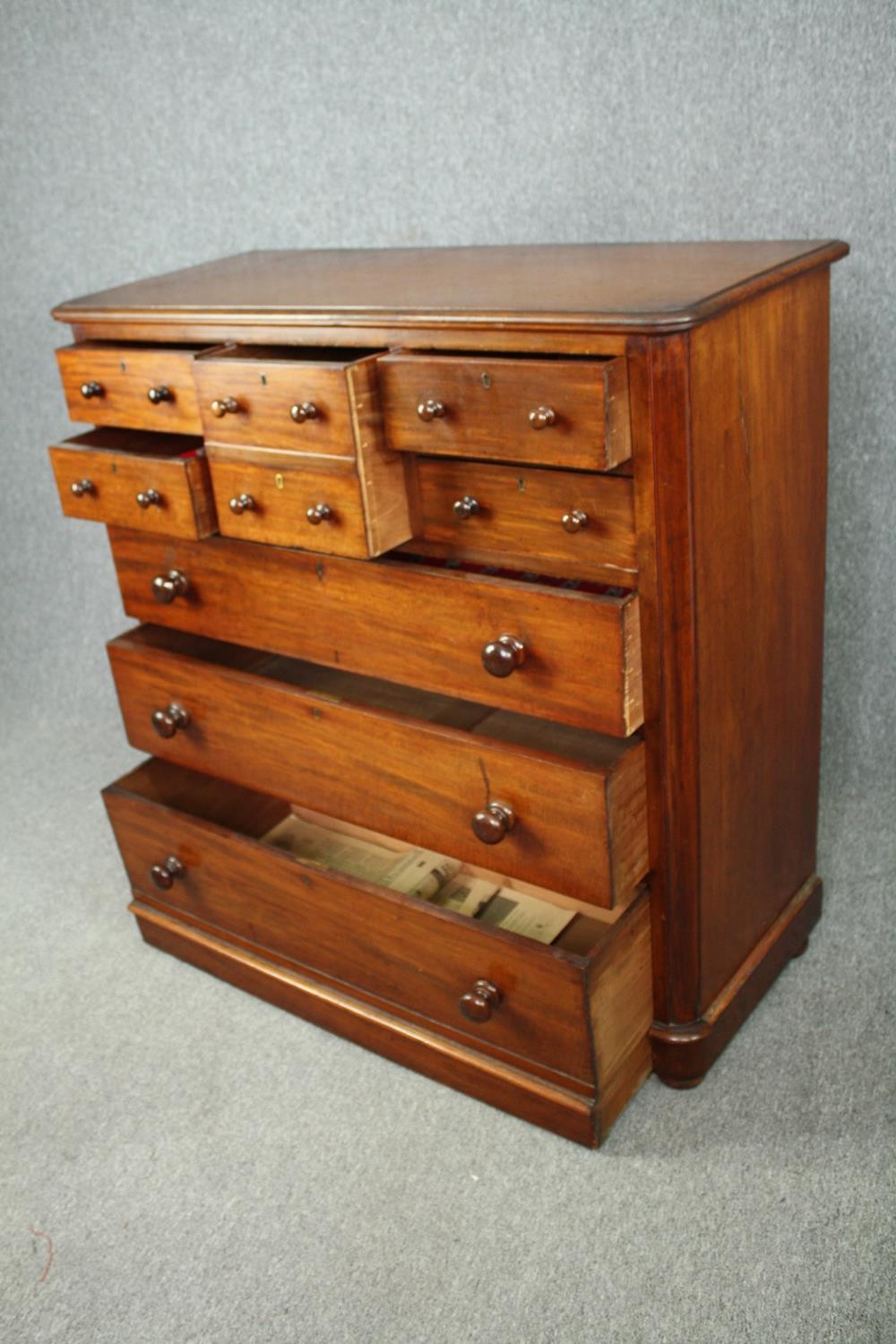 Chest of drawers, mid 19th century mahogany. H.118 W.116 D.51cm. - Image 5 of 6