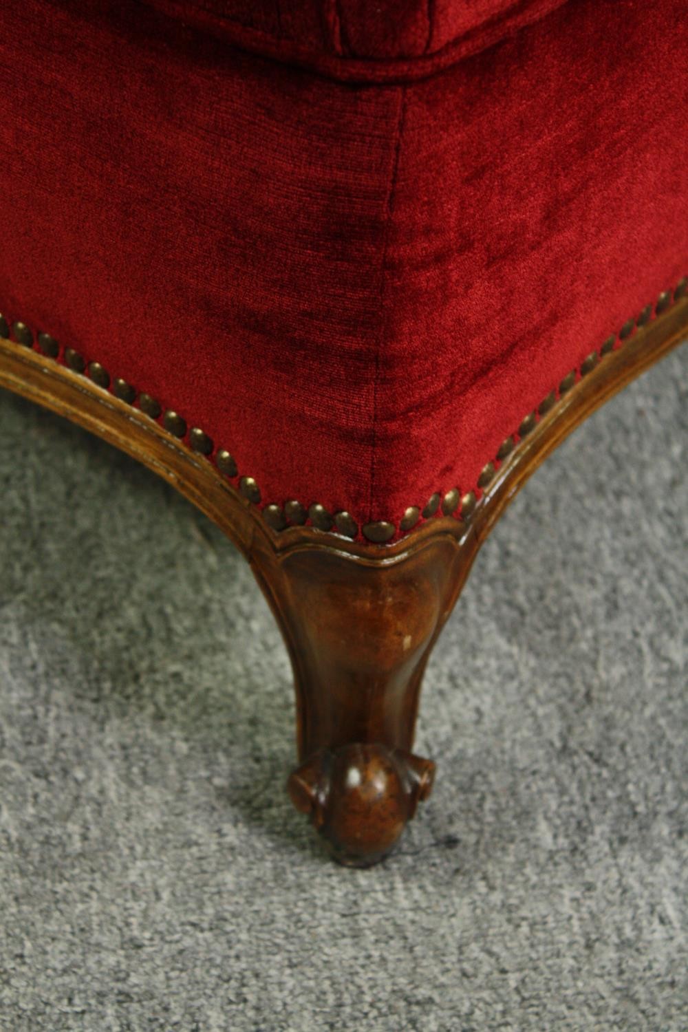 A pair of 19th century salon chairs raised on carved walnut Louis XV style supports. H.83cm. (each) - Image 7 of 8