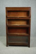 Bookcase, mid century Globe Wernicke style mahogany in four sections with maker's mark to the