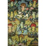 Thangka, Bhuddist, early 20th century hand painted. H.107 W.68cm.