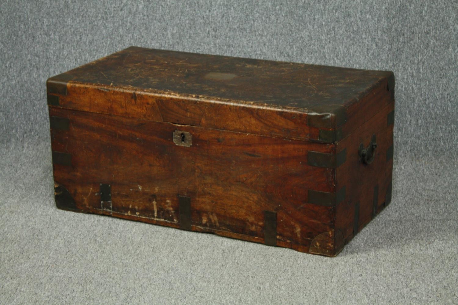 Travelling chest, 19th century camphor and brass bound. H.40 W.80 D.46cm. - Image 2 of 4