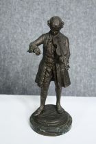 After Jean Louis Gregoire, a 20th century spelter figure: Mozart. spelter H.31cm.