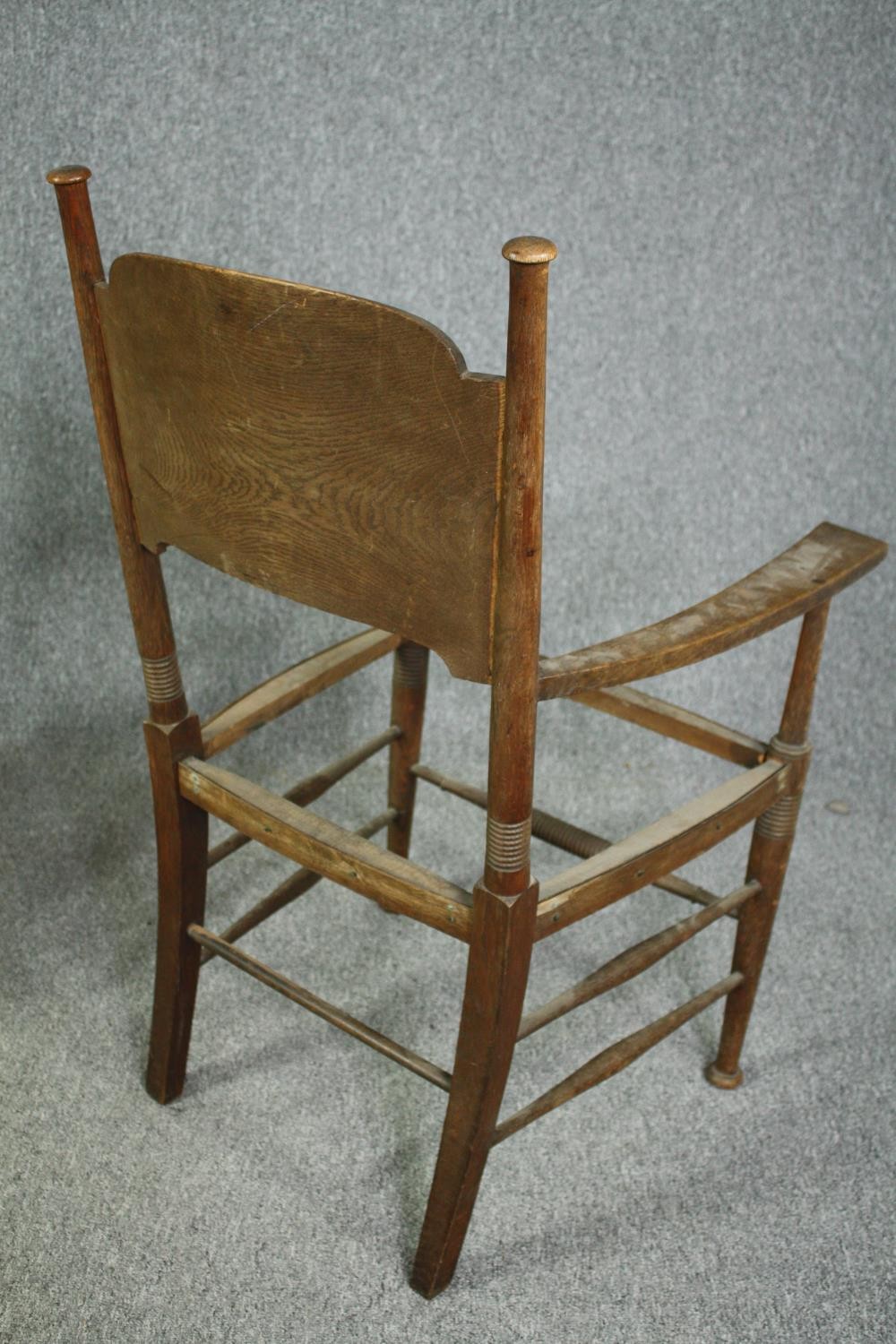 William Birch for Liberty, an Arts and Crafts oak armchair along with two side chairs. - Image 4 of 11