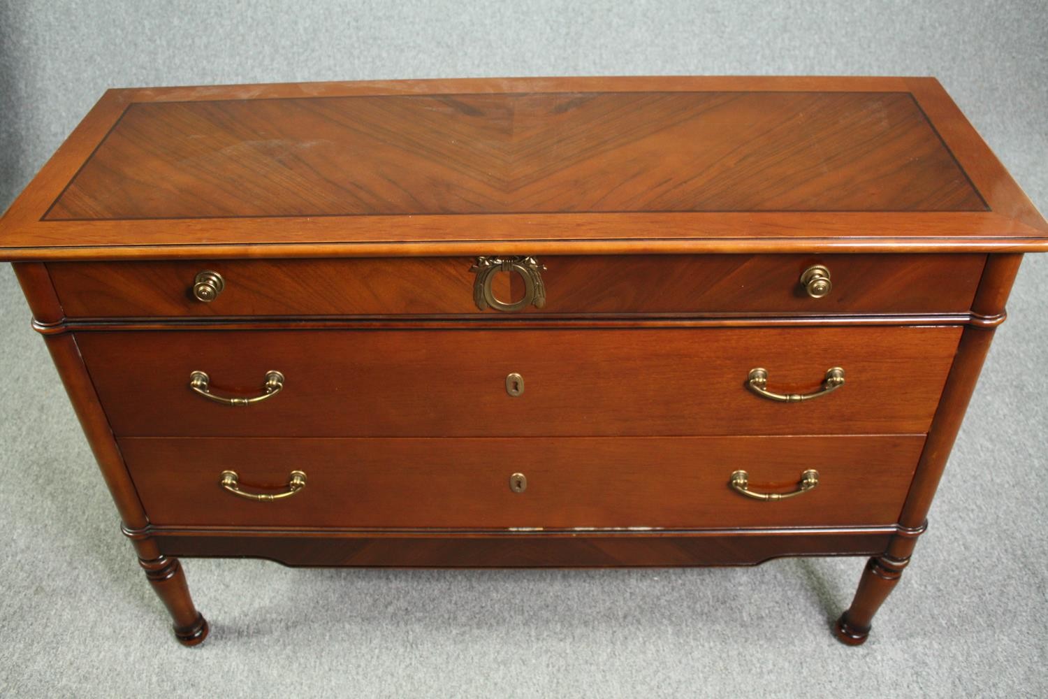 Chest of drawers, contemporary Empire style cherrywood. H.80 W.119 D.42cm. - Image 5 of 9