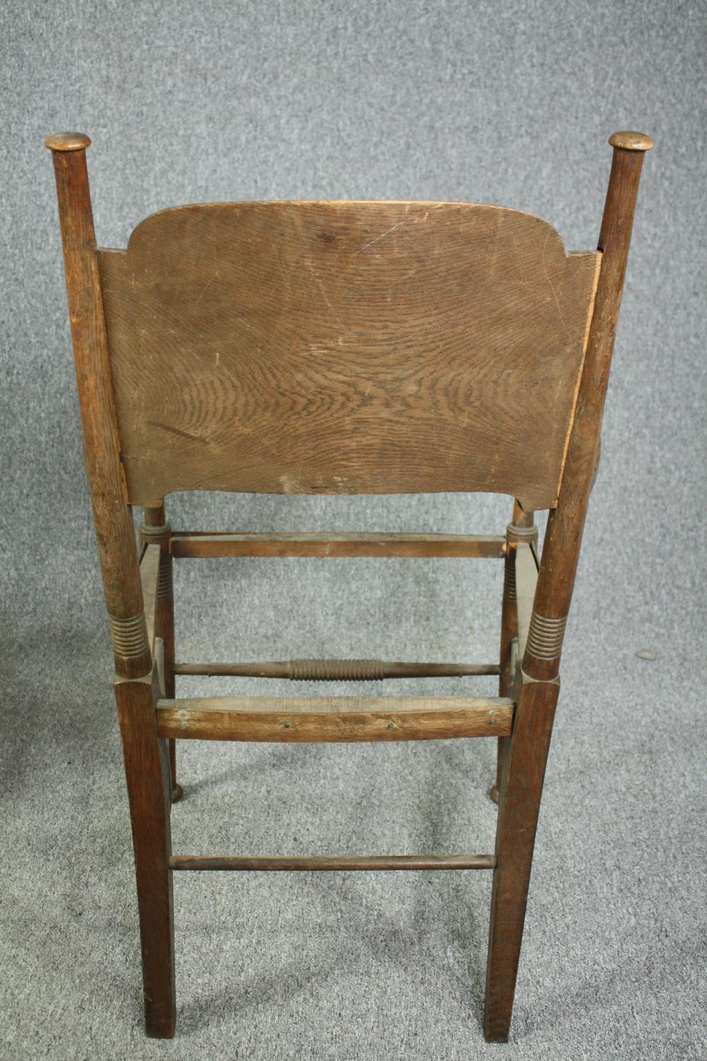 William Birch for Liberty, an Arts and Crafts oak armchair along with two side chairs. - Image 5 of 11