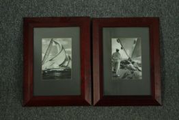 A pair of framed and glazed photographs of sailing interest. H.38 W.29cm. (Each)