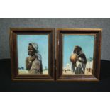 Oil paintings on board, a pair, African tribal portraits, indistinctly signed. H.35 W.29cm. (each)