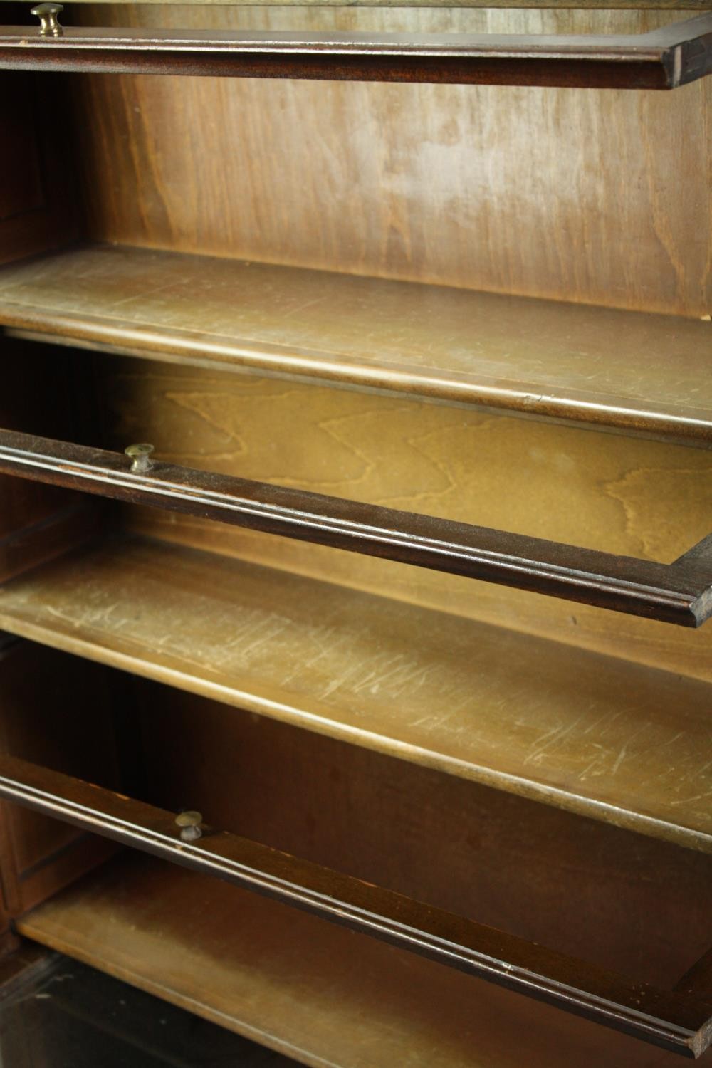 Bookcase, mid century Globe Wernicke style mahogany in four sections with maker's mark to the - Image 5 of 8