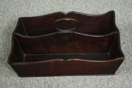 A Georgian mahogany knife box with two sections and a brass carrying handle. H.17 W.38 D.27cm.