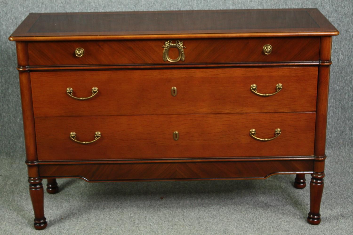Chest of drawers, contemporary Empire style cherrywood. H.80 W.119 D.42cm.