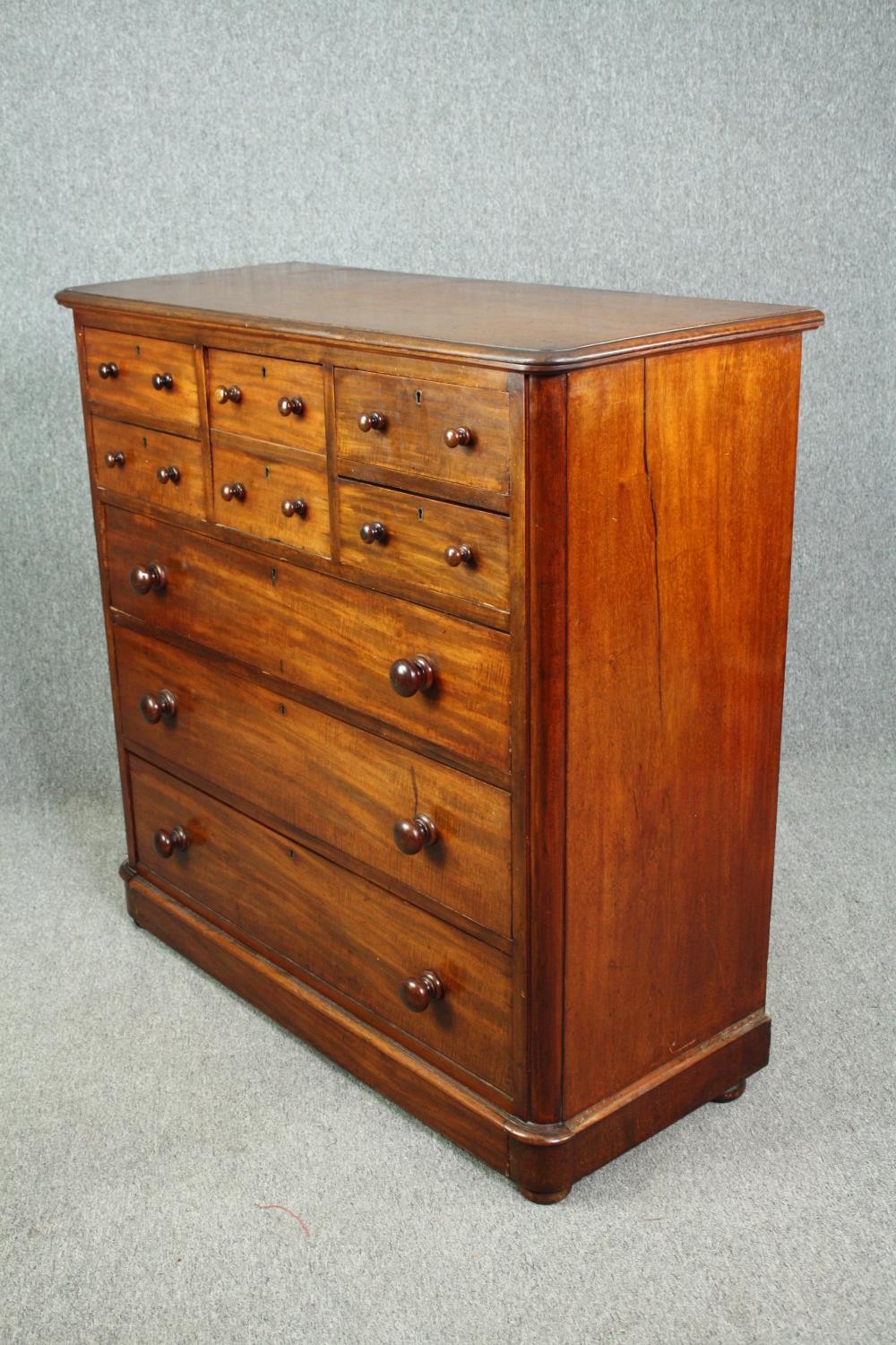 Chest of drawers, mid 19th century mahogany. H.118 W.116 D.51cm. - Image 3 of 6