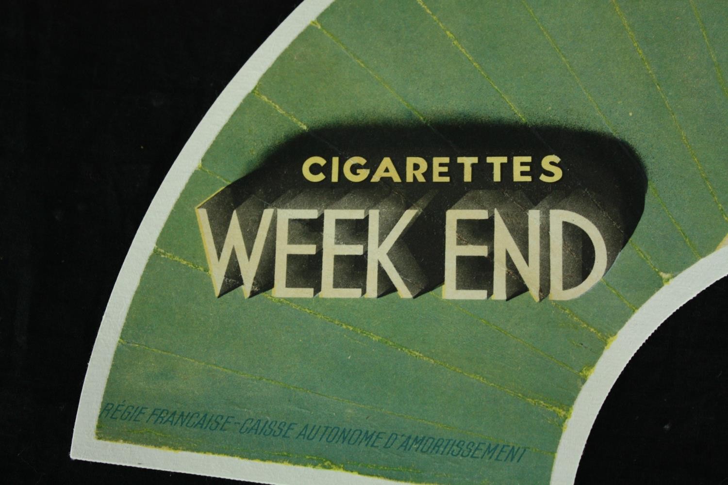 An Art Deco advertising fan for WEEK END cigarettes (Gout Anglais), print on linen by Paul Colin - Image 3 of 14