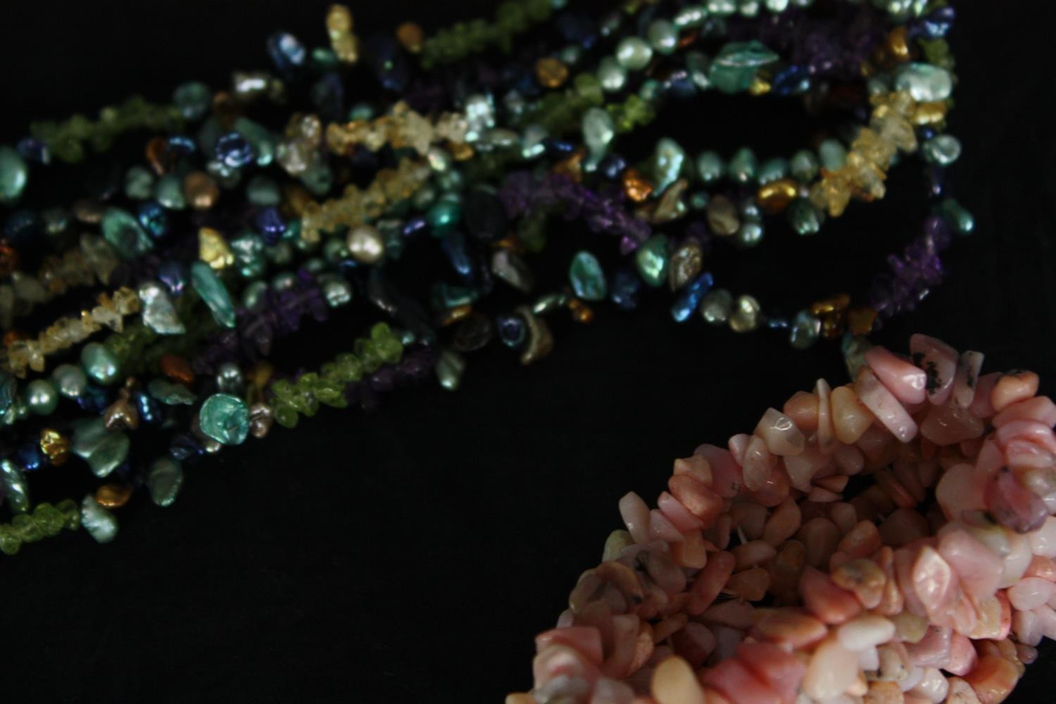 A collection of gemstone and cultured pearl necklaces and bracelets. L.60cm. (largest) - Image 4 of 9