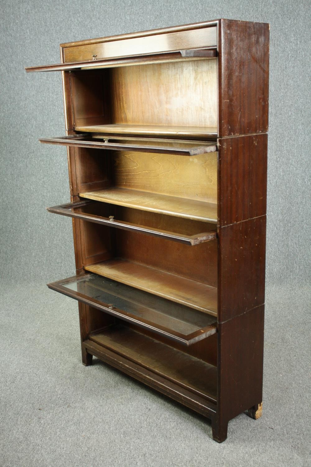 Bookcase, mid century Globe Wernicke style mahogany in four sections with maker's mark to the - Image 4 of 8