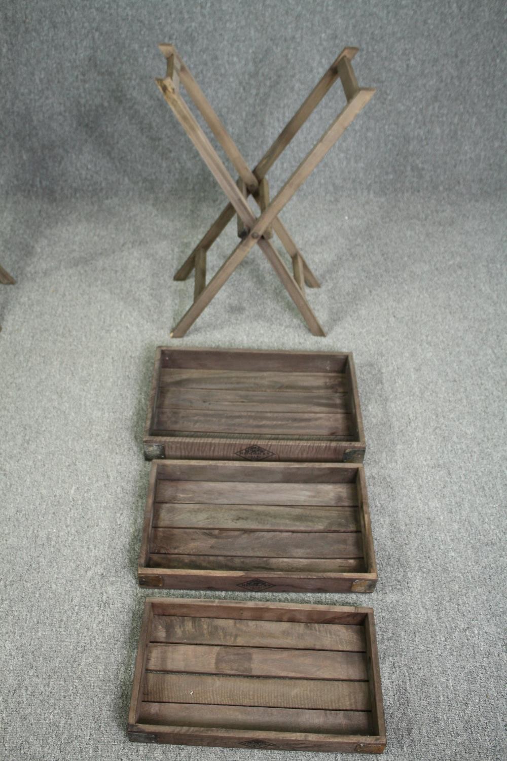 A set of three graduating fitted trays on a folding stand. H.80 W.52 D.33xm. (each) - Image 3 of 4