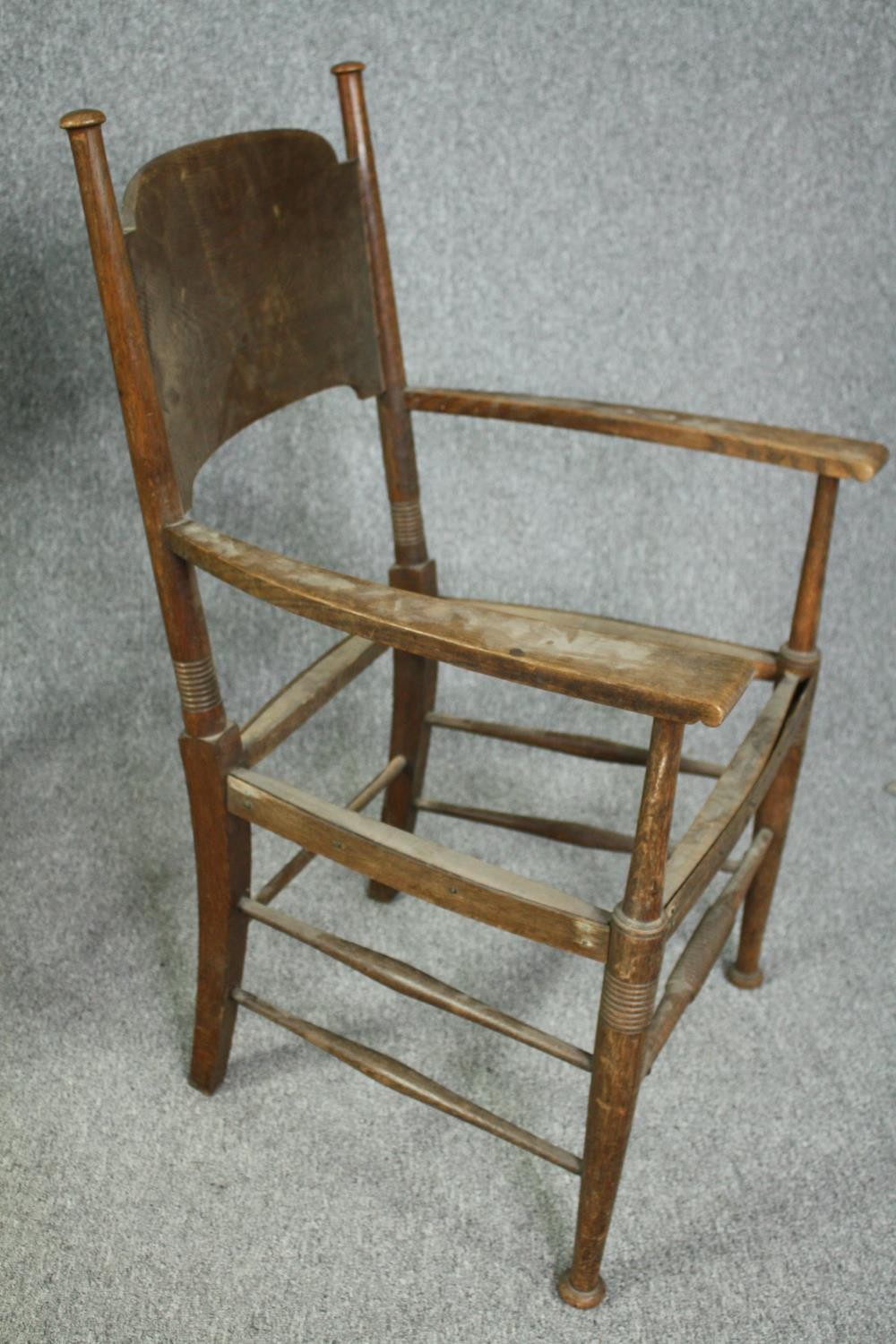 William Birch for Liberty, an Arts and Crafts oak armchair along with two side chairs. - Image 3 of 11