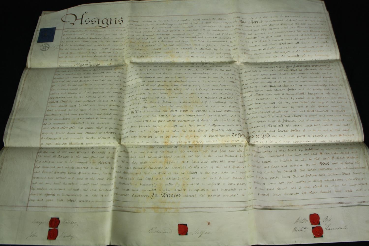 A conveyency contract dated 1830/31 in the city of Chester. H.60 W.75cm. - Image 7 of 10