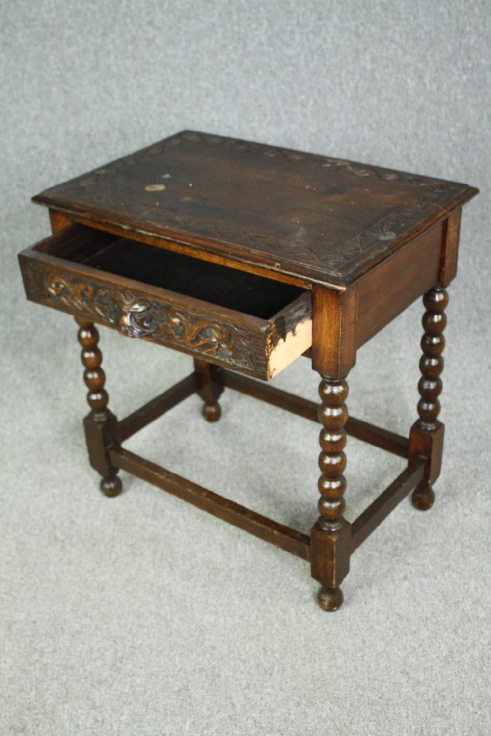 Side table, 19th century oak in the William and Mary style. H.74 W.69 D.45cm. - Image 5 of 8