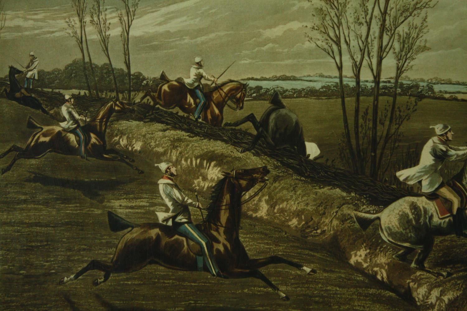 A set of four 19th century prints, The First Steeplechase on Record, framed and glazed. H.51 W.59cm. - Image 8 of 10
