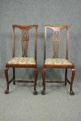 Dining chairs, a pair, C.1900 beech framed. H.99cm. (each)