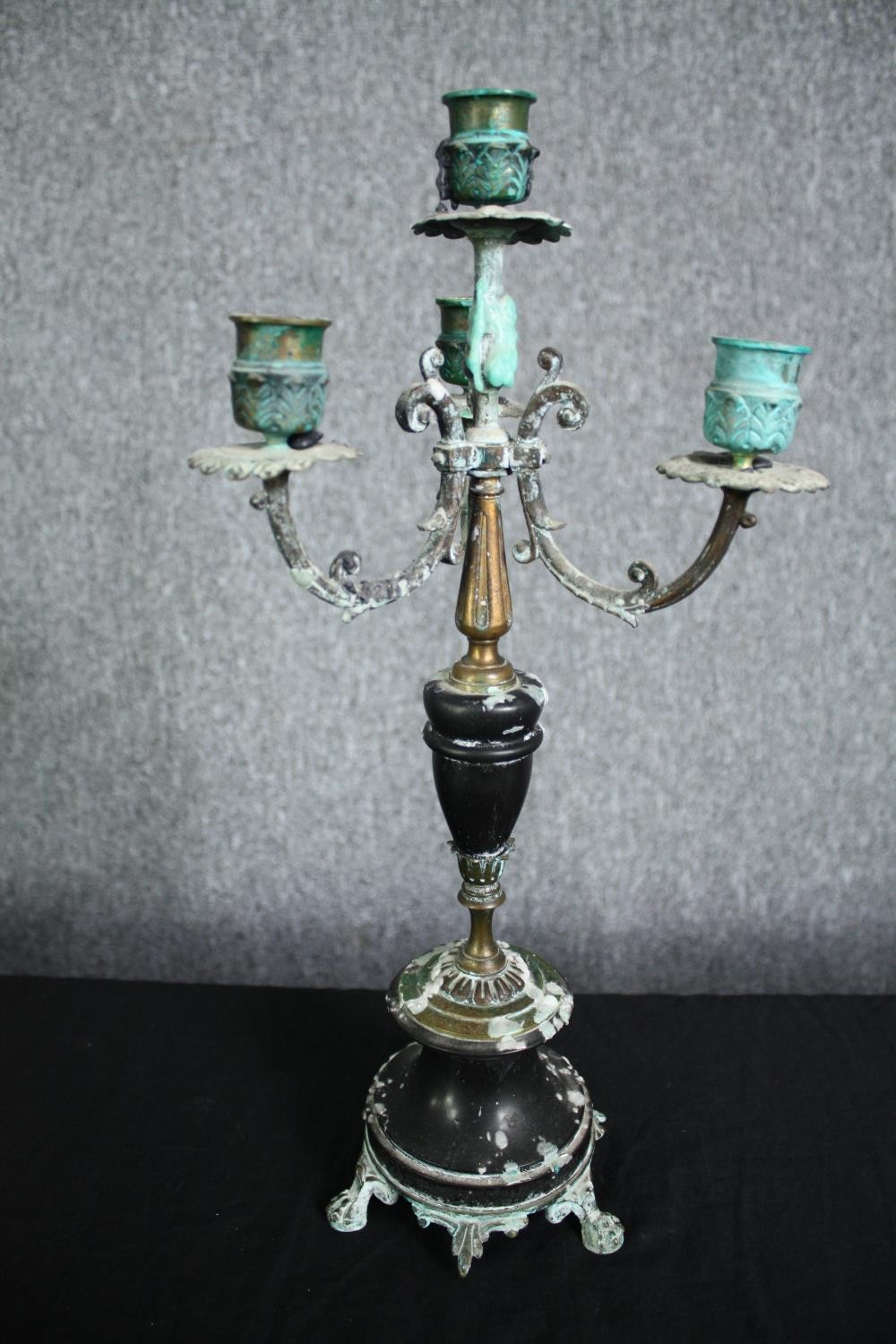 Candelabras, 19th century brass and marble. H.42cm. (each) - Image 6 of 6