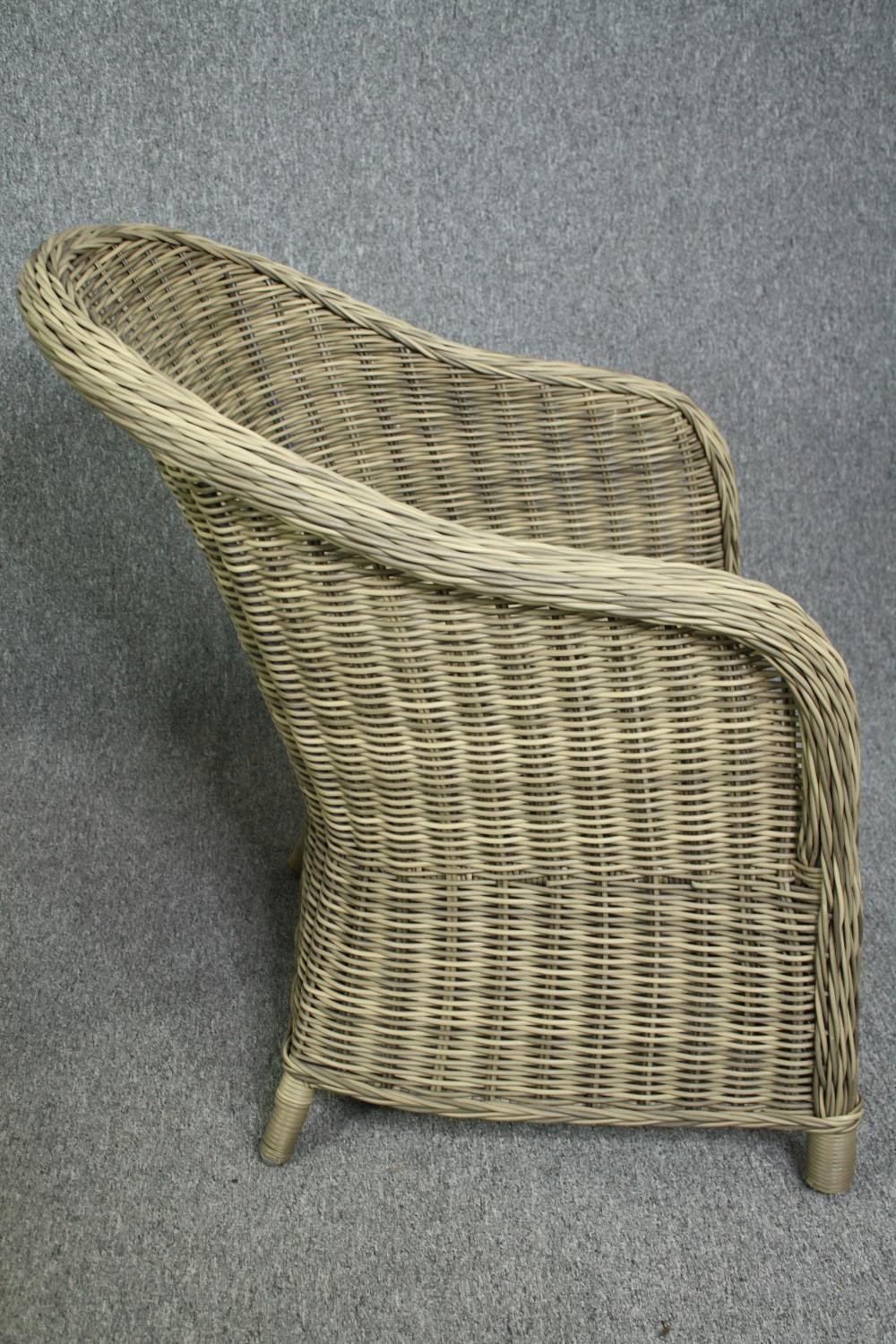 Two wicker conservatory tub chairs. H.89cm. (largest). - Image 9 of 10