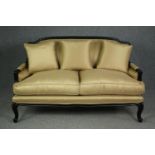 Sofa, Louis XV style ebonised two seater. H.98 W.155 D.82cm. (Looks new and unused).