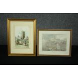 Two 19th century lithographs, cathedrals, framed and glazed. H.35 W.29cm. (largest)