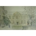 A framed and glazed signed limited edition etching, St. Edmund Hall, Oxford. Indistinctly signed