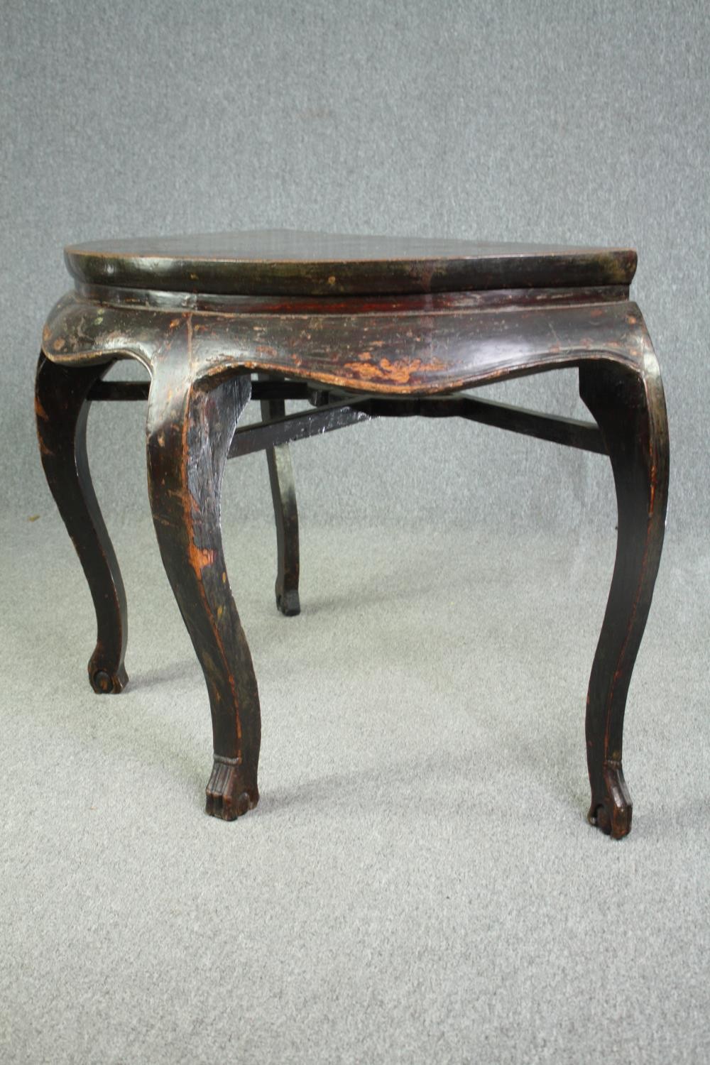 A substantial Chinese lacquered hardwood console table, possibly 19th century. H.84 W.120 D.59cm. - Image 5 of 12