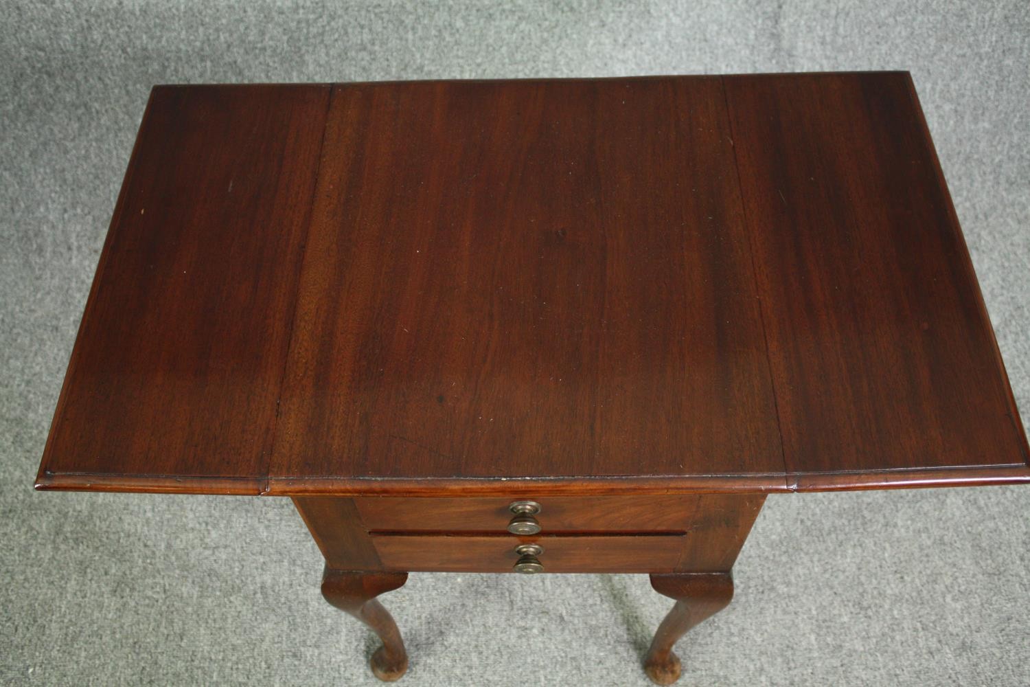 Work table, 19th century Georgian style mahogany. H.65 W.76 (ext) D.45cm. - Image 5 of 7