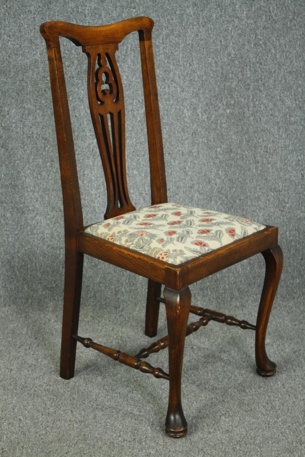 Dining chairs, a pair, C.1900 beech framed. H.99cm. (each) - Image 3 of 8