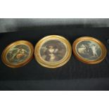 A pair of 19th century hand coloured engravings along with another similar, framed and glazed. H.