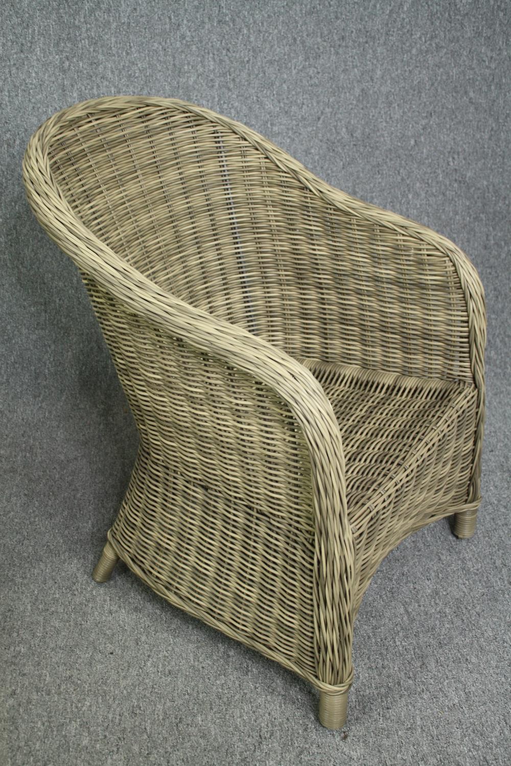 Two wicker conservatory tub chairs. H.89cm. (largest). - Image 8 of 10