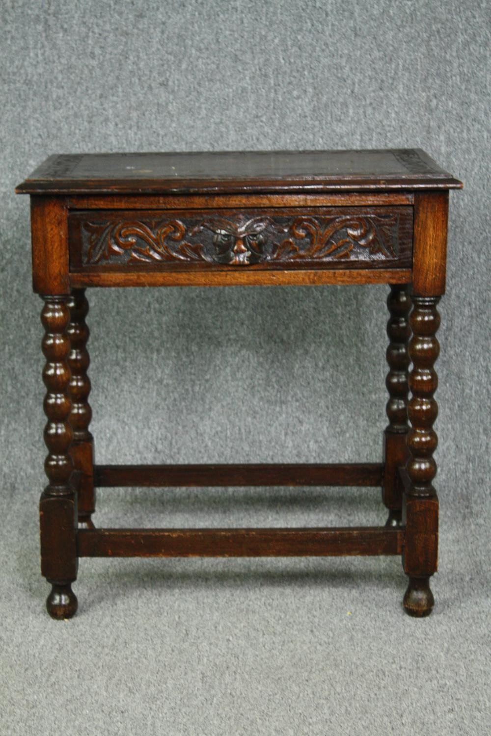 Side table, 19th century oak in the William and Mary style. H.74 W.69 D.45cm.